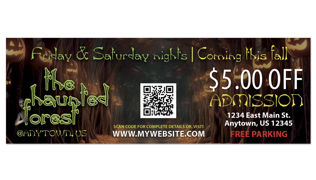 Haunted House Coupon Template, Halloween Coupon Template, Horror Coupon Template, Scape Room Coupon Template