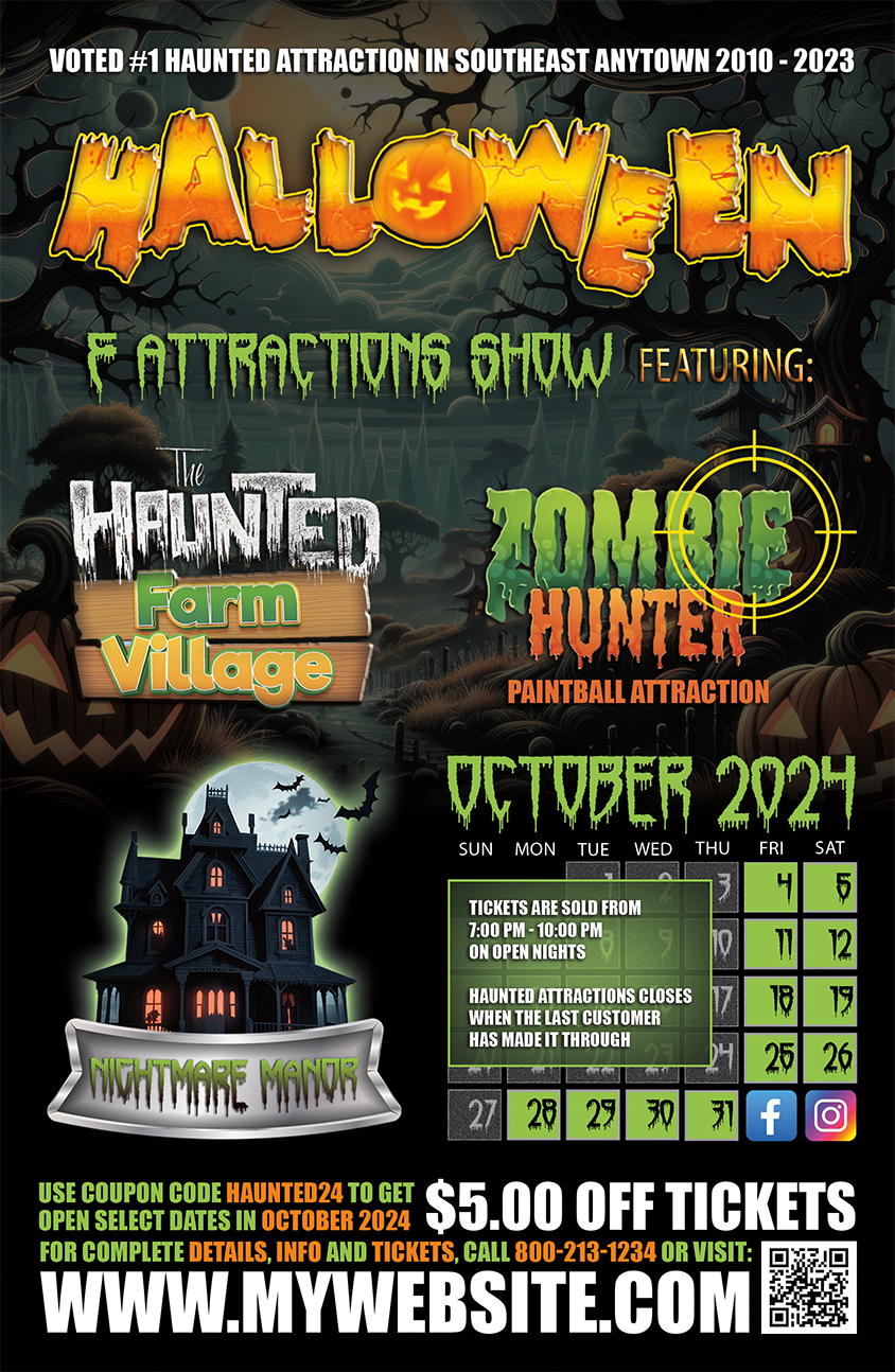 Haunted House Flyer Template, Halloween Flyer Template, Horror Flyer Template, Scape Room Flyer Template