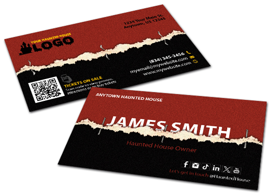 Haunted House Business Cards, Halloween Business Cards, Horror Business Cards, Scape Room Business Cards