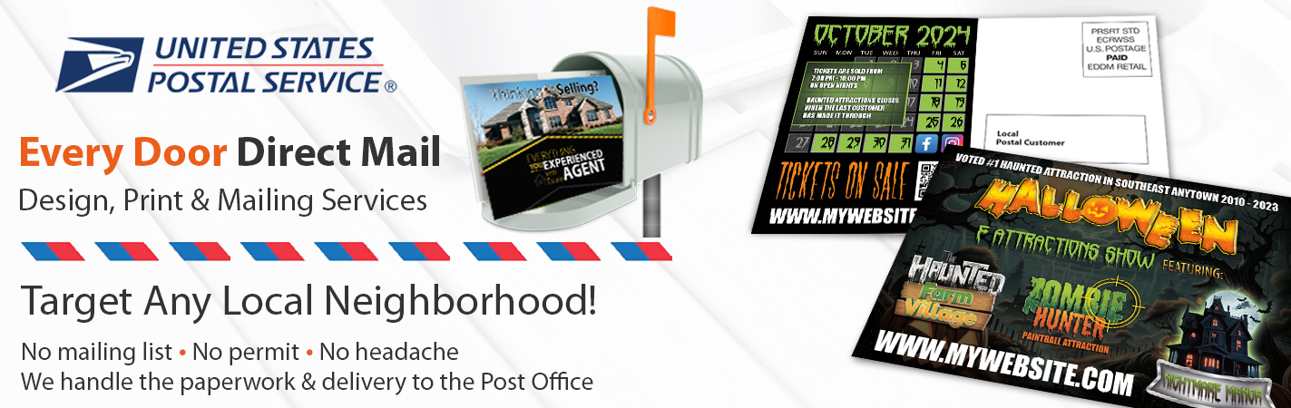 Halloween Postcard Every Door Direct Mail, Haunted House EDDM Mailing, Halloween EDDM Mailing, Scape Room EDDM Mailing, Horror EDDM Mailing