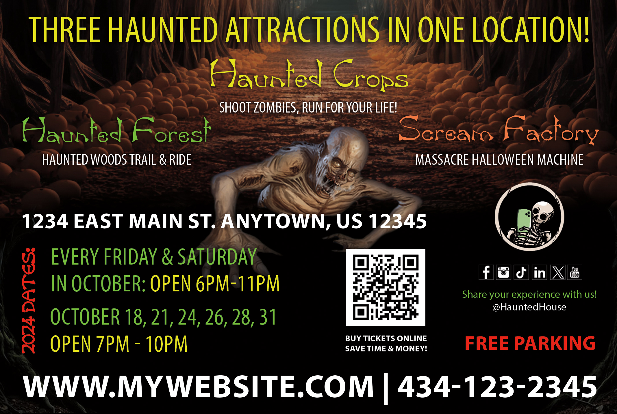 Haunted House Postcard Template, Halloween Postcard Template, Horror Postcard Template, Scape Room Postcard Template