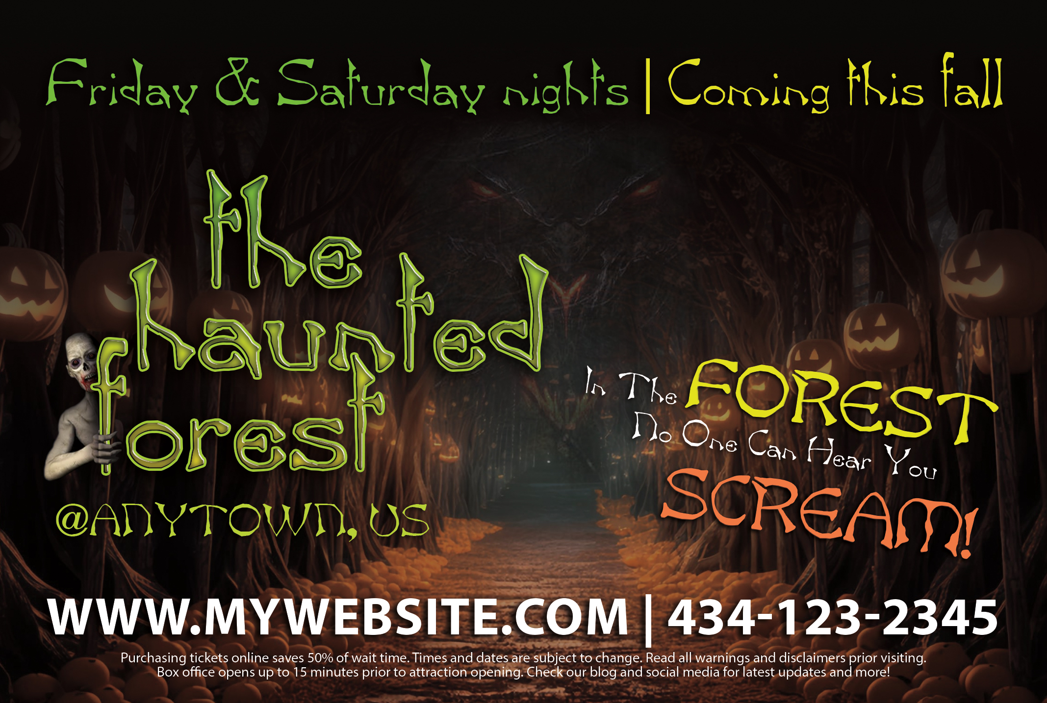Haunted House Postcard Template, Halloween Postcard Template, Horror Postcard Template, Scape Room Postcard Template