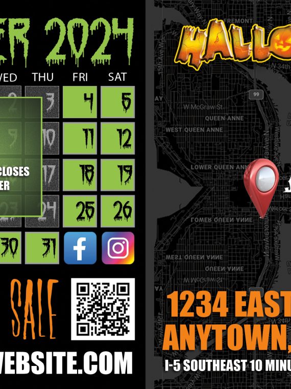 Haunted House Postcard Template, Halloween Postcard Template, Horror Postcard Template, Scape Room Postcard Template