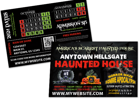 Haunted House Postcards, Haunted House Cards | Halloween Postcards, Scape Rooms Postcards, Horror Attractions Postcards