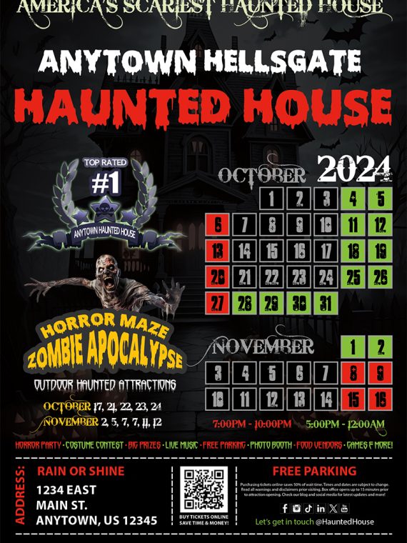 Haunted House Poster Template, Halloween Poster Template, Horror Poster Template, Scape Room Poster Template
