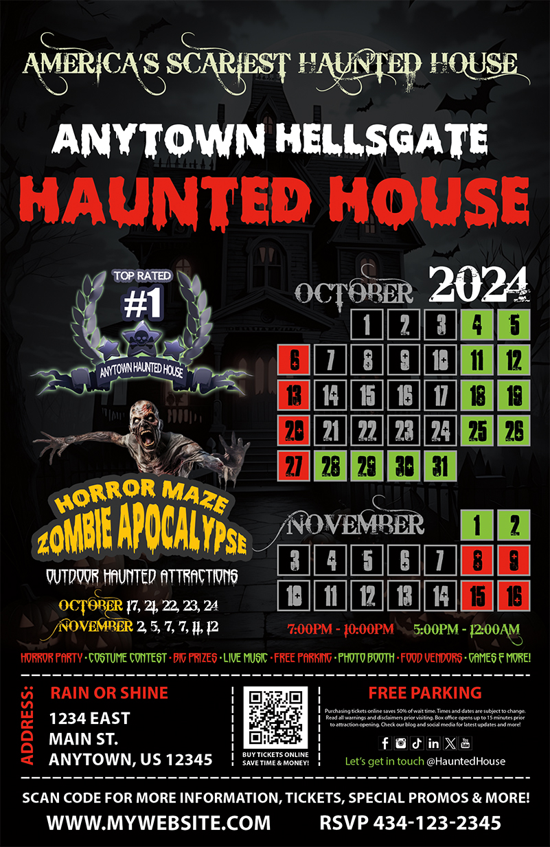 Haunted House Poster Template, Halloween Poster Template, Horror Poster Template, Scape Room Poster Template
