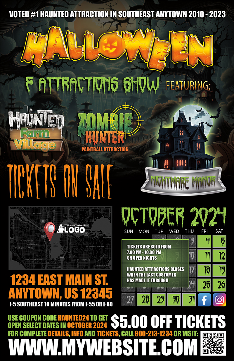 Haunted House Poster Template, Halloween Poster Template, Horror Poster Template, Scape Room Poster Template