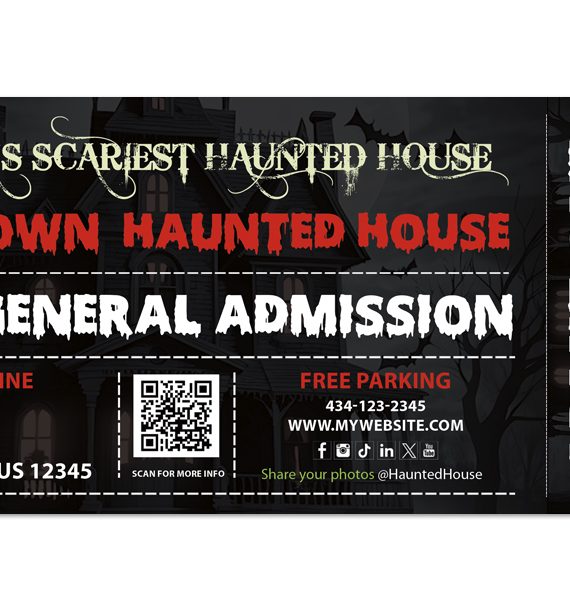 Haunted House Ticket Template, Halloween Ticket Template, Horror Ticket Template, Scape Room Ticket Template