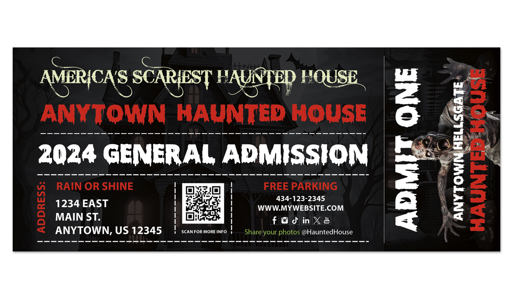 Haunted House Ticket Template, Halloween Ticket Template, Horror Ticket Template, Scape Room Ticket Template
